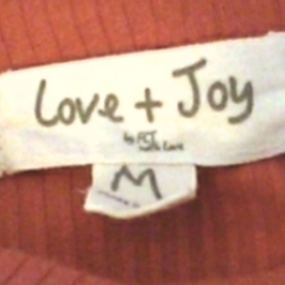 Love + Joy Med Peachy Coral Ribbed Knit Short Sleeves Peplum Mock Turtleneck - Picture 4 of 4